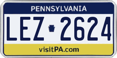 PA license plate LEZ2624