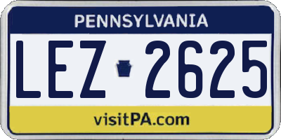 PA license plate LEZ2625