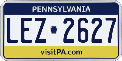 PA license plate LEZ2627