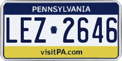 PA license plate LEZ2646