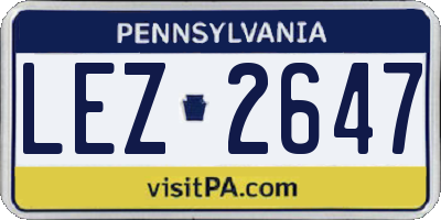 PA license plate LEZ2647