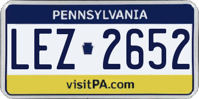 PA license plate LEZ2652