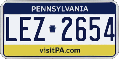PA license plate LEZ2654