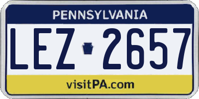 PA license plate LEZ2657