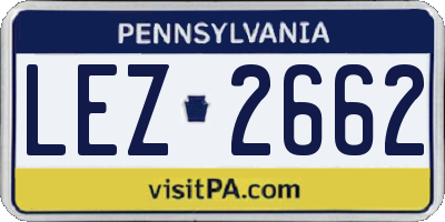 PA license plate LEZ2662
