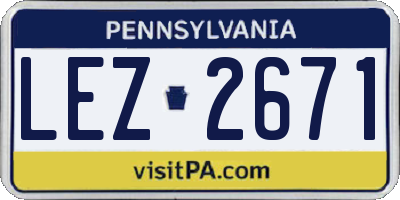 PA license plate LEZ2671