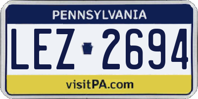 PA license plate LEZ2694