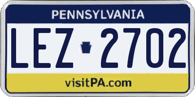PA license plate LEZ2702