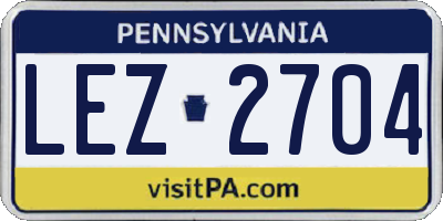 PA license plate LEZ2704