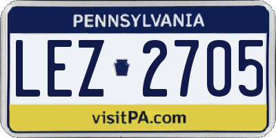 PA license plate LEZ2705