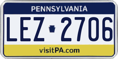 PA license plate LEZ2706