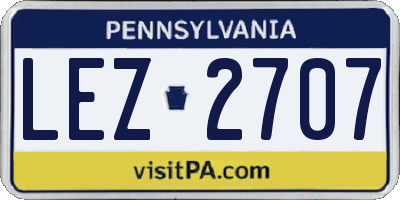 PA license plate LEZ2707