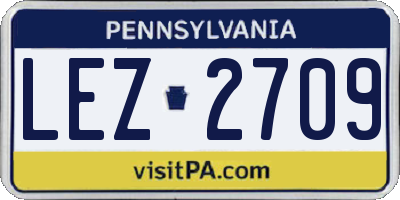 PA license plate LEZ2709