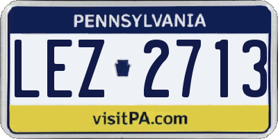 PA license plate LEZ2713