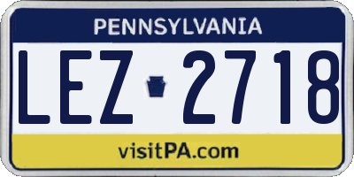 PA license plate LEZ2718
