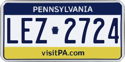 PA license plate LEZ2724