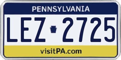 PA license plate LEZ2725