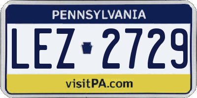 PA license plate LEZ2729
