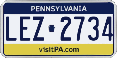 PA license plate LEZ2734