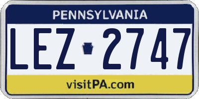 PA license plate LEZ2747