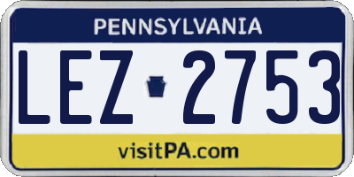 PA license plate LEZ2753