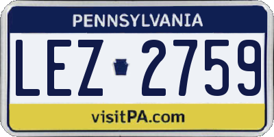 PA license plate LEZ2759