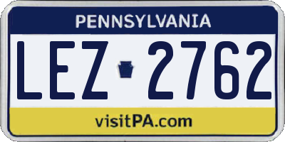 PA license plate LEZ2762