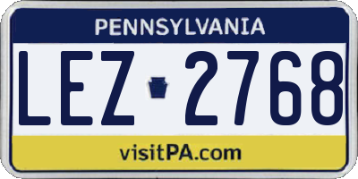 PA license plate LEZ2768