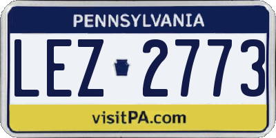 PA license plate LEZ2773