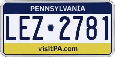 PA license plate LEZ2781