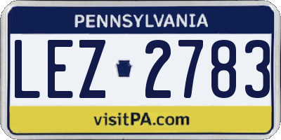 PA license plate LEZ2783