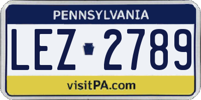 PA license plate LEZ2789