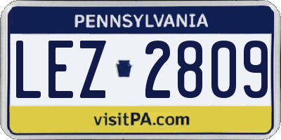 PA license plate LEZ2809