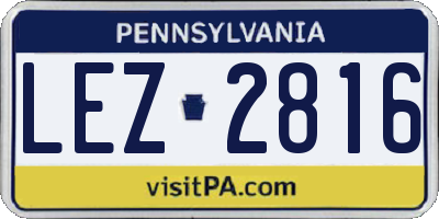 PA license plate LEZ2816