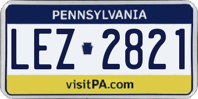 PA license plate LEZ2821