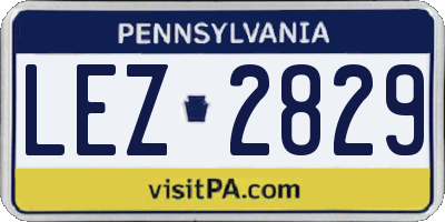 PA license plate LEZ2829
