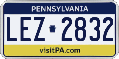 PA license plate LEZ2832