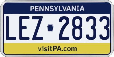 PA license plate LEZ2833