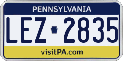 PA license plate LEZ2835