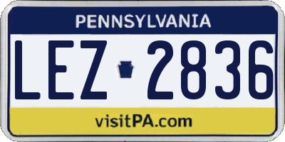 PA license plate LEZ2836