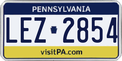 PA license plate LEZ2854