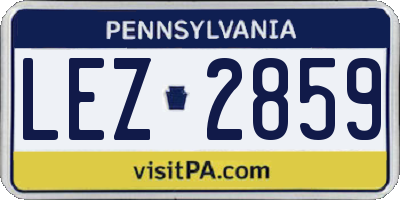 PA license plate LEZ2859