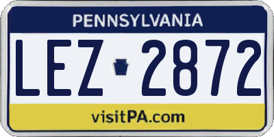 PA license plate LEZ2872