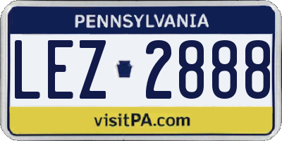 PA license plate LEZ2888