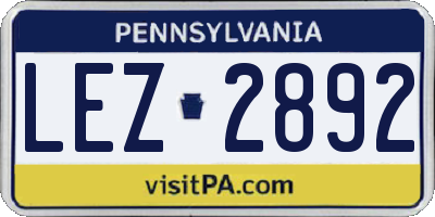 PA license plate LEZ2892