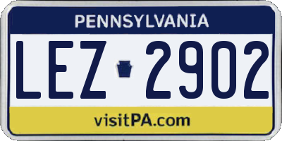 PA license plate LEZ2902
