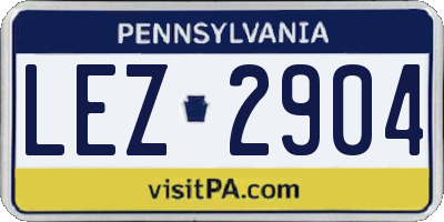 PA license plate LEZ2904