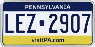 PA license plate LEZ2907
