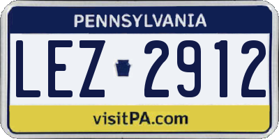 PA license plate LEZ2912