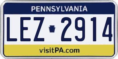 PA license plate LEZ2914
